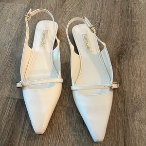 Larroude White Slingback Flats